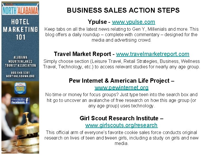 BUSINESS SALES ACTION STEPS Ypulse - www. ypulse. com Keep tabs on all the