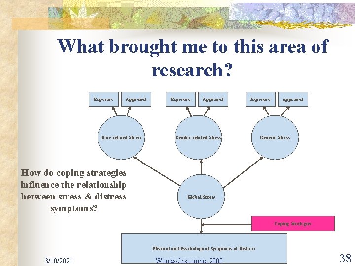 What brought me to this area of research? Exposure Appraisal Race-related Stress How do