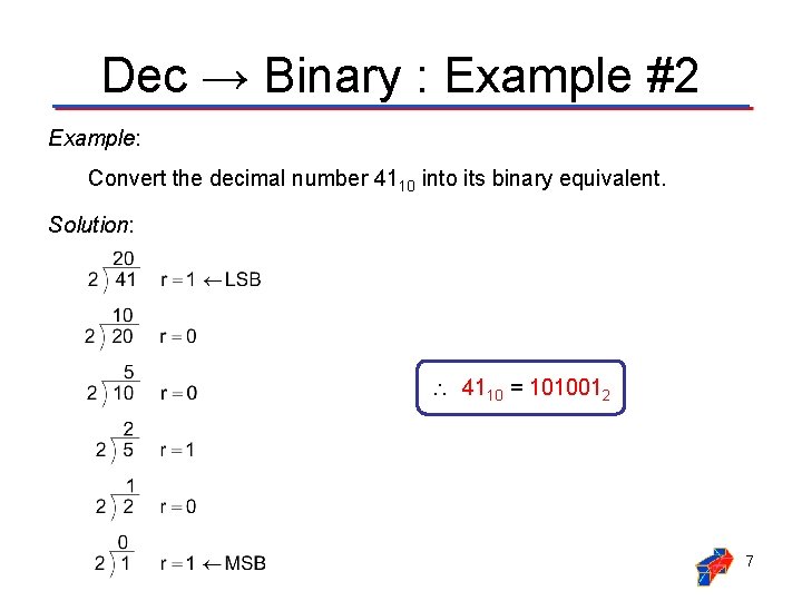 Dec → Binary : Example #2 Example: Convert the decimal number 4110 into its Dec → Binary : Example #2 Example: Convert the decimal number 4110 into its