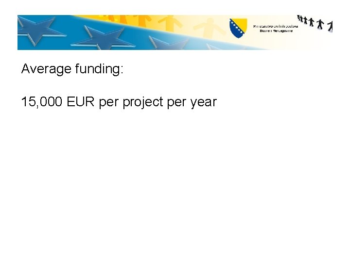 Average funding: 15, 000 EUR per project per year 
