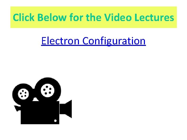 Click Below for the Video Lectures Electron Configuration 