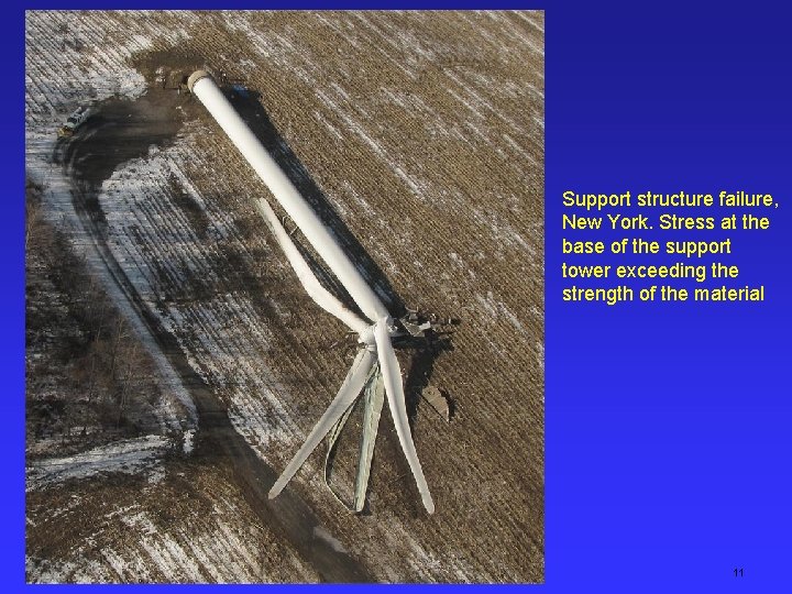 Support structure failure, New York. Stress at the base of the support tower exceeding