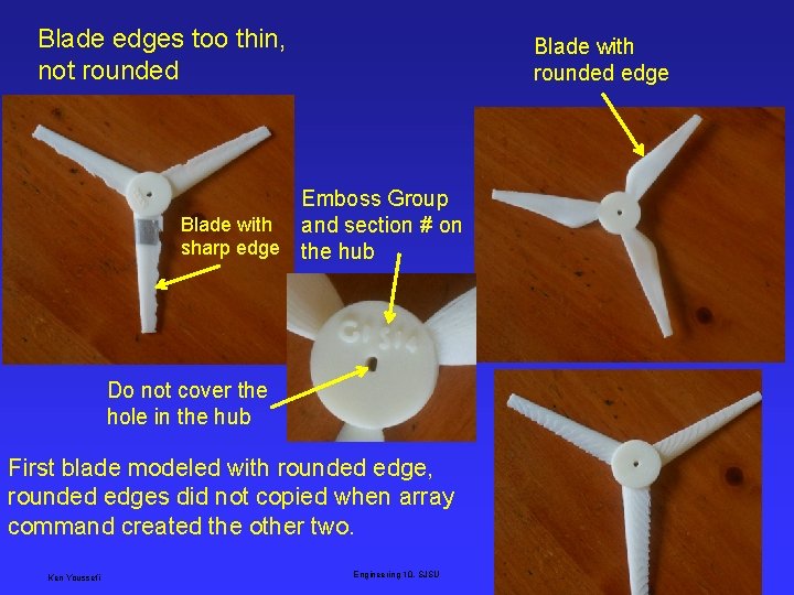 Blade edges too thin, not rounded Blade with rounded edge Emboss Group Blade with