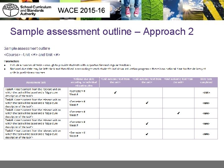 Sample assessment outline – Approach 2 