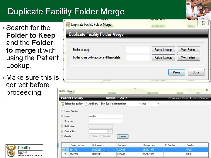 Duplicate Facility Folder Merge § Search for the Folder to Keep and the Folder