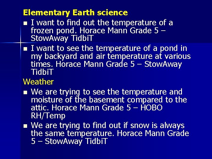 Elementary Earth science n I want to find out the temperature of a frozen