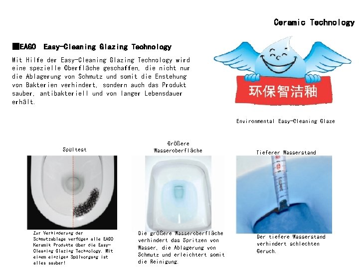 Ceramic Technology ■EAGO Easy-Cleaning Glazing Technology Mit Hilfe der Easy-Cleaning Glazing Technology wird eine Ceramic Technology ■EAGO Easy-Cleaning Glazing Technology Mit Hilfe der Easy-Cleaning Glazing Technology wird eine