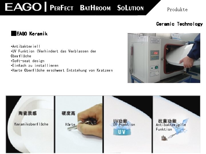 Produkte Ceramic Technology ■EAGO Keramik • Antibakteriell • UV Funktion (Verhindert das Verblassen der Produkte Ceramic Technology ■EAGO Keramik • Antibakteriell • UV Funktion (Verhindert das Verblassen der