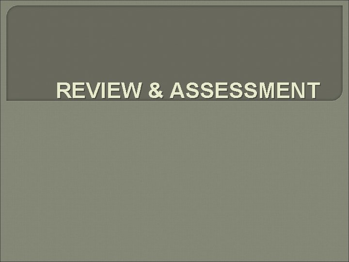 REVIEW & ASSESSMENT 