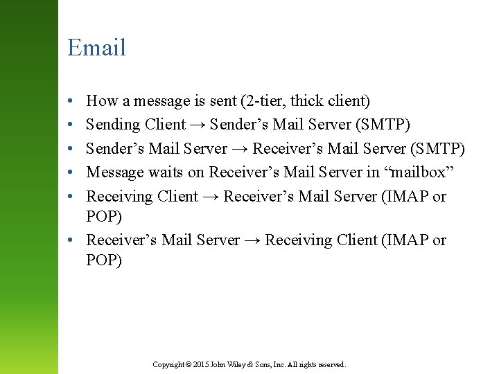 Email • • • How a message is sent (2 -tier, thick client) Sending