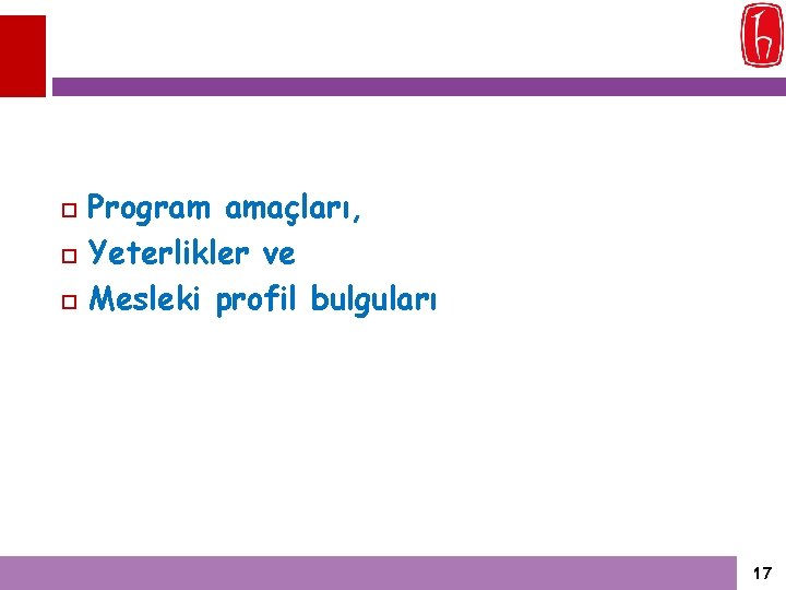  Program amaçları, Yeterlikler ve Mesleki profil bulguları 17 