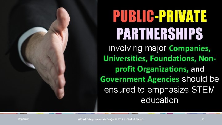 PUBLIC-PRIVATE PARTNERSHIPS involving major Companies, Universities, Foundations, Nonprofit Organizations, and Government Agencies should be PUBLIC-PRIVATE PARTNERSHIPS involving major Companies, Universities, Foundations, Nonprofit Organizations, and Government Agencies should be