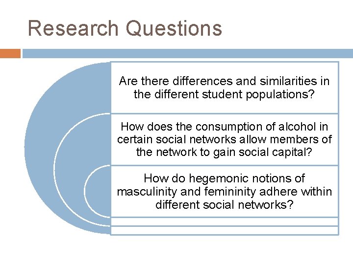 Research Questions Are there differences and similarities in the different student populations? How does