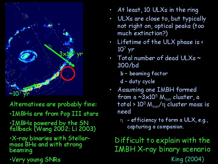 3 x 108 yr • At least, 10 ULXs in the ring • ULXs
