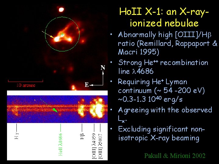 Ho. II X-1: an X-rayionized nebulae • Abnormally high [OIII]/H ratio (Remillard, Rappaport &