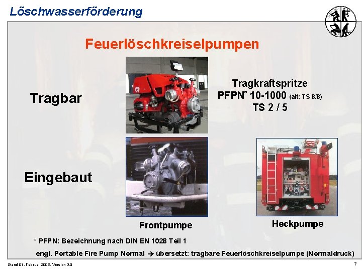 Löschwasserförderung Feuerlöschkreiselpumpen Tragkraftspritze PFPN* 10 -1000 (alt: TS 8/8) TS 2 / 5 Tragbar Löschwasserförderung Feuerlöschkreiselpumpen Tragkraftspritze PFPN* 10 -1000 (alt: TS 8/8) TS 2 / 5 Tragbar