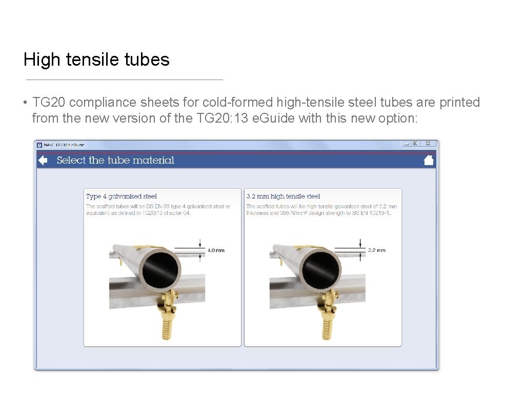 High tensile tubes • TG 20 compliance sheets for cold-formed high-tensile steel tubes are