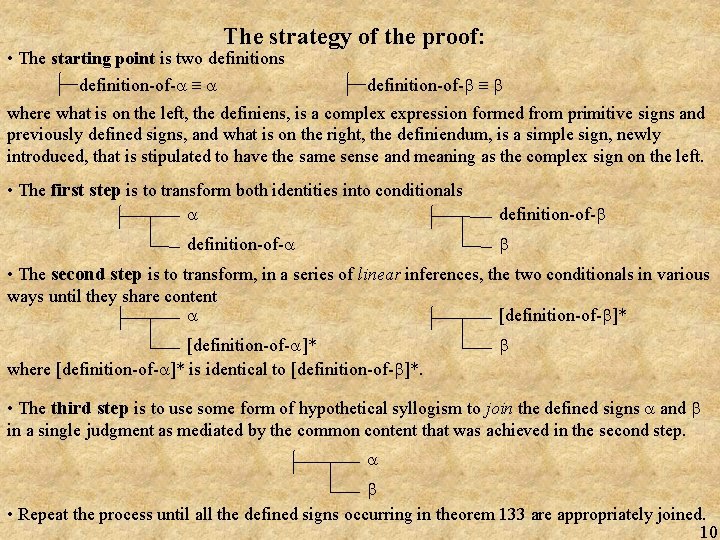 The strategy of the proof: • The starting point is two definitions definition-of- where