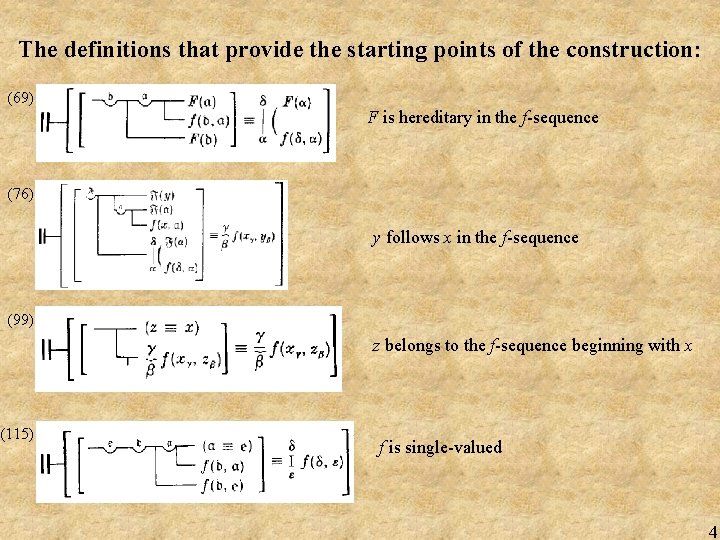 The definitions that provide the starting points of the construction: (69) F is hereditary
