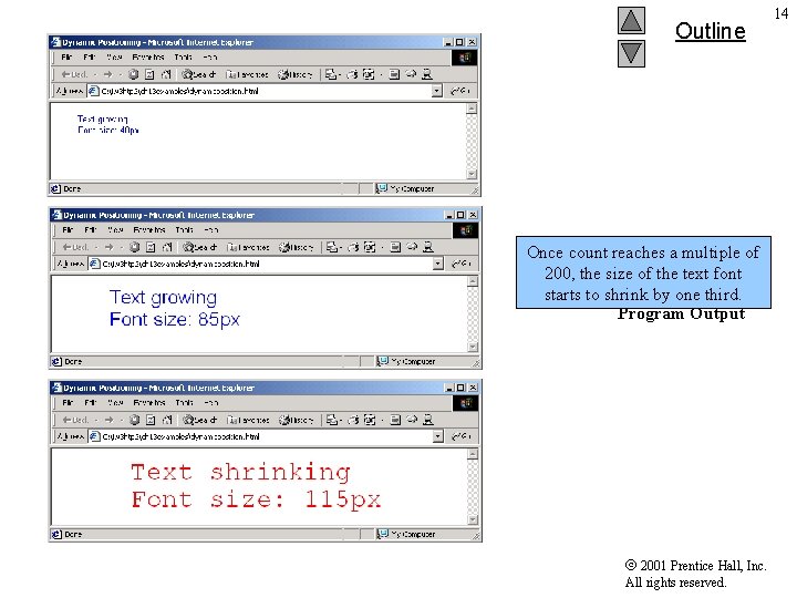 Outline Once count reaches a multiple of 200, the size of the text font