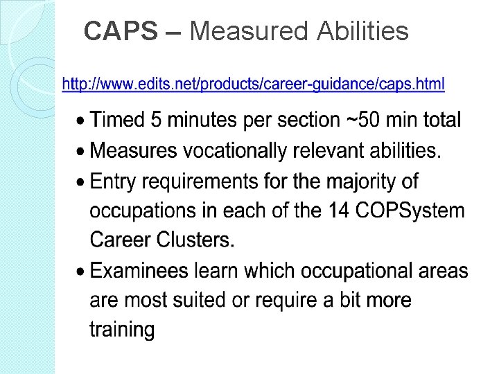 CAPS – Measured Abilities 