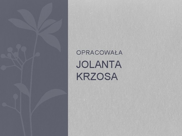 OPRACOWAŁA JOLANTA KRZOSA 