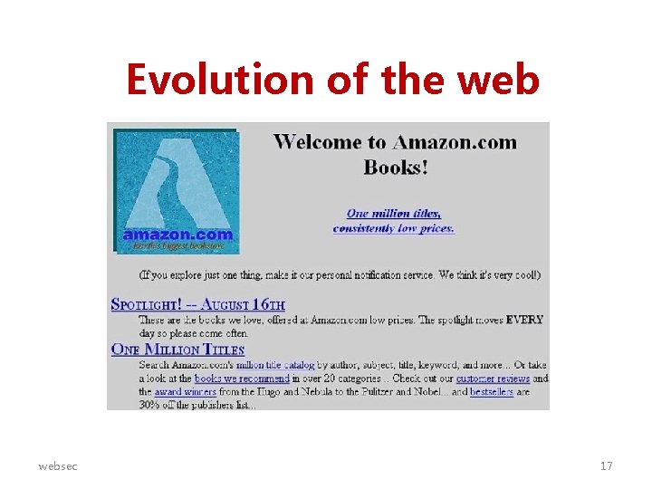 Evolution of the websec 17 