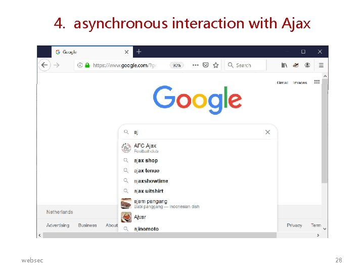 4. asynchronous interaction with Ajax websec 28 