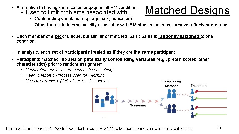  • Alternative to having same cases engage in all RM conditions • Used