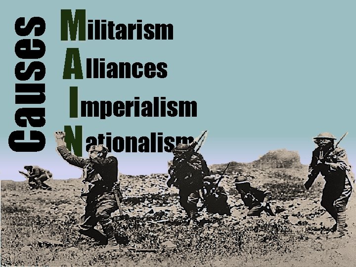 Causes Militarism A lliances Imperialism N ationalism 