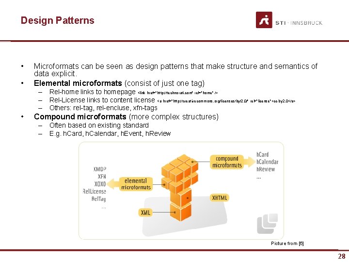 Design Patterns • • Microformats can be seen as design patterns that make structure