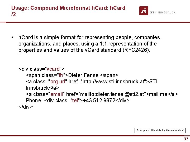 Usage: Compound Microformat h. Card: h. Card /2 • h. Card is a simple