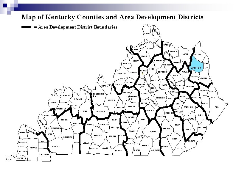 Map of Kentucky Counties and Area Development Districts BOONE LL BE MP CA N Map of Kentucky Counties and Area Development Districts BOONE LL BE MP CA N