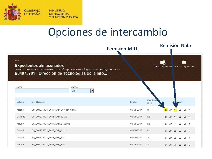 Opciones de intercambio Remisión MJU Remisión Nube 