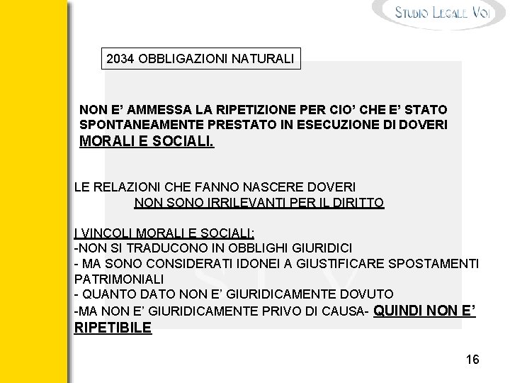 2034 OBBLIGAZIONI NATURALI NON E’ AMMESSA LA RIPETIZIONE PER CIO’ CHE E’ STATO SPONTANEAMENTE