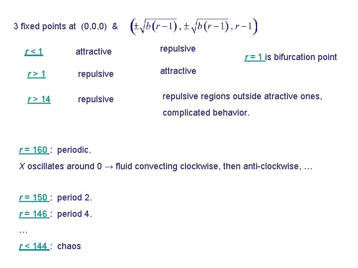 3 fixed points at (0, 0, 0) & attractive repulsive r>1 repulsive attractive r