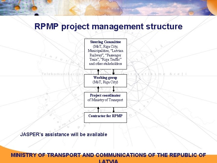 RPMP project management structure Steering Committee (Mo. T, Riga City, Municipalities, “Latvian Railway”, “Passenger RPMP project management structure Steering Committee (Mo. T, Riga City, Municipalities, “Latvian Railway”, “Passenger