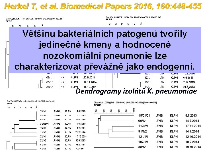 Herkel T, et al. Biomedical Papers 2016, 160: 448 -455 Většinu bakteriálních patogenů tvořily