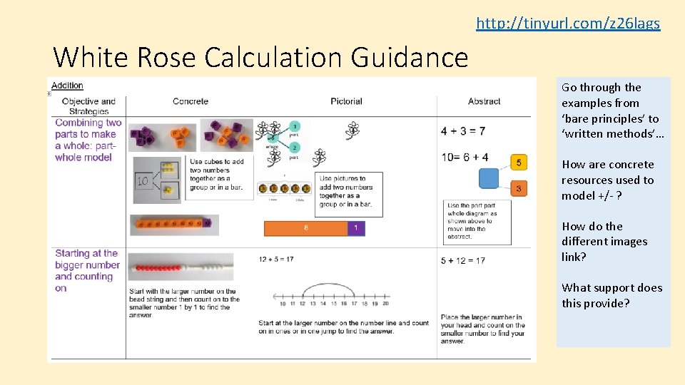 http: //tinyurl. com/z 26 lags White Rose Calculation Guidance Go through the examples from