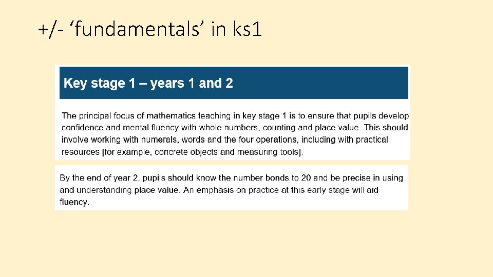 +/- ‘fundamentals’ in ks 1 