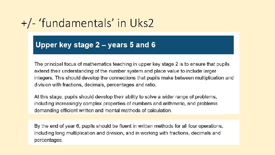 +/- ‘fundamentals’ in Uks 2 