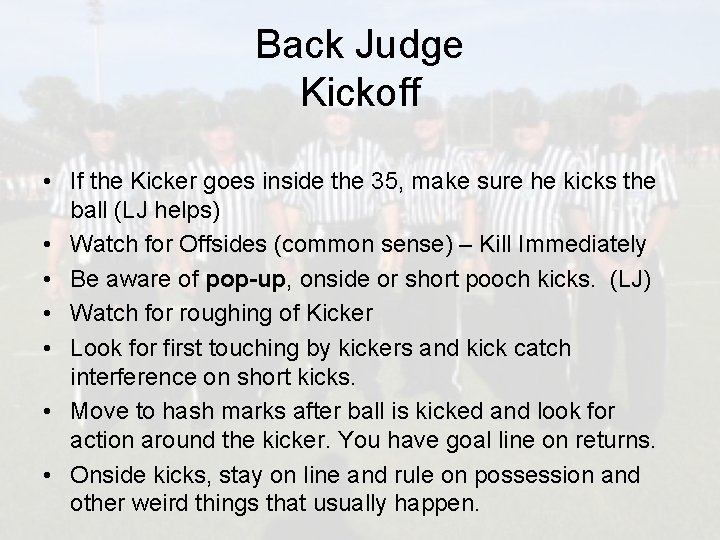 CFOA Back Judge Mechanics 2017 Back Judge Keys