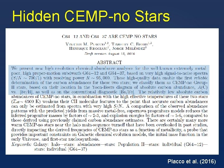 Hidden CEMP-no Stars Placco et al. (2016) 