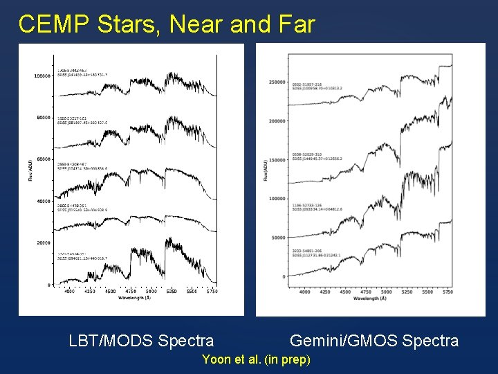 CEMP Stars, Near and Far LBT/MODS Spectra Gemini/GMOS Spectra Yoon et al. (in prep)