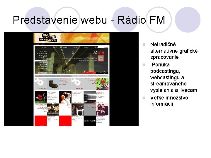 Predstavenie webu - Rádio FM Netradičné alternatívne grafické spracovanie l Ponuka podcastingu, webcastingu a