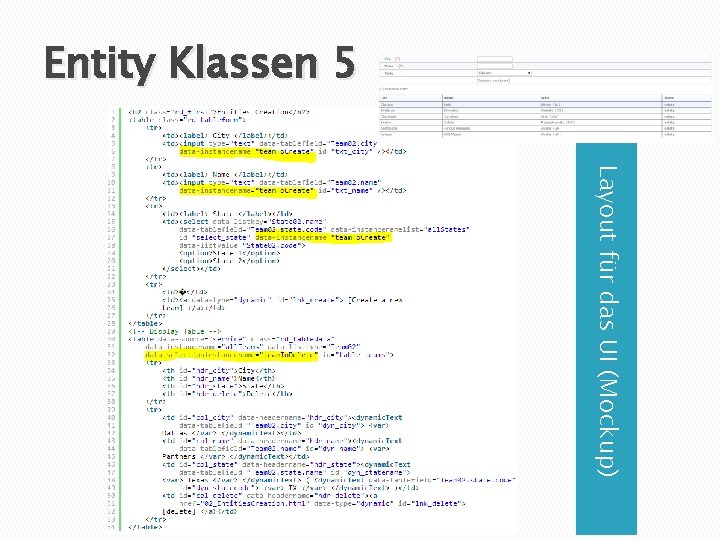 Entity Klassen 5 Layout für das UI (Mockup) 