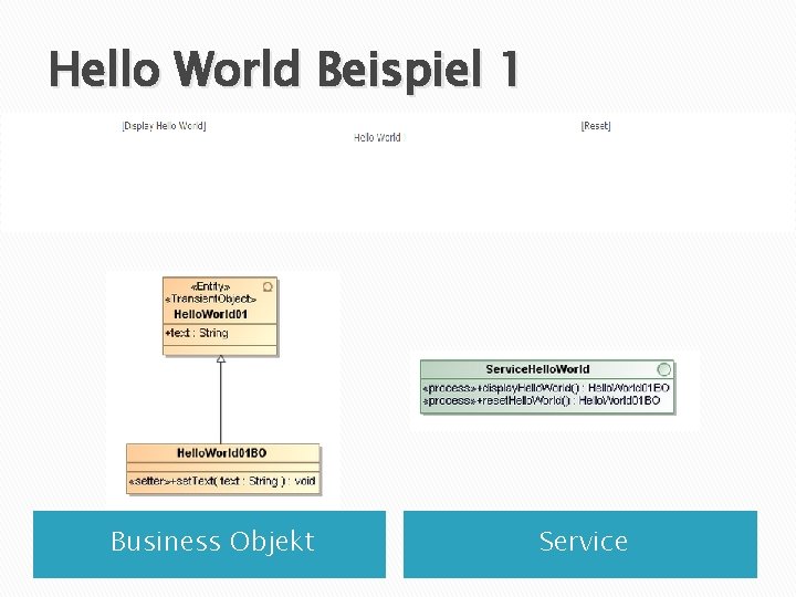 Hello World Beispiel 1 Business Objekt Service 
