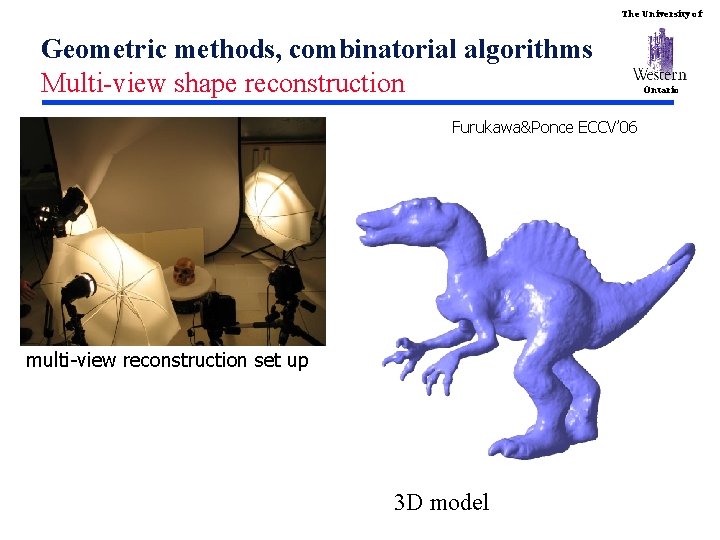 The University of Geometric methods, combinatorial algorithms Multi-view shape reconstruction Furukawa&Ponce ECCV’ 06 multi-view