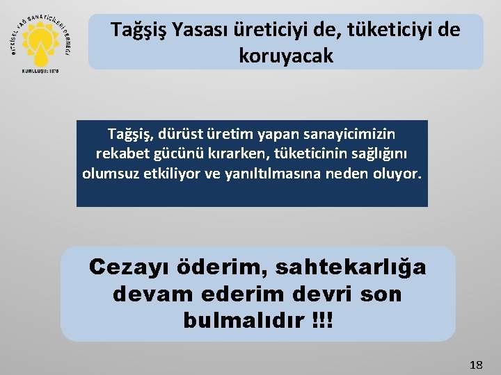 Tağşiş Yasası üreticiyi de, tüketiciyi de koruyacak Tağşiş, dürüst üretim yapan sanayicimizin rekabet gücünü