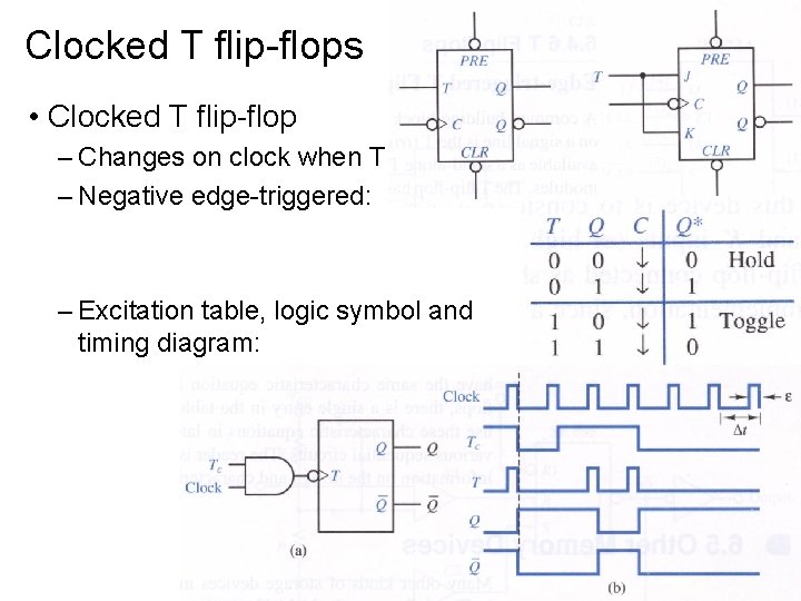 Clocked T flip-flops • Clocked T flip-flop – Changes on clock when T –